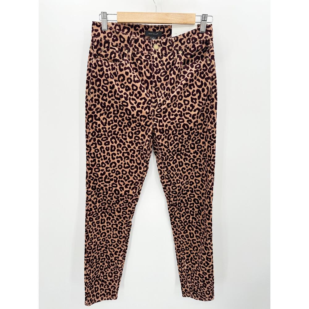 Ann Taylor The Skinny Highest Rise Pink Cheetah Corduroy Pants Women's Size‎ 4